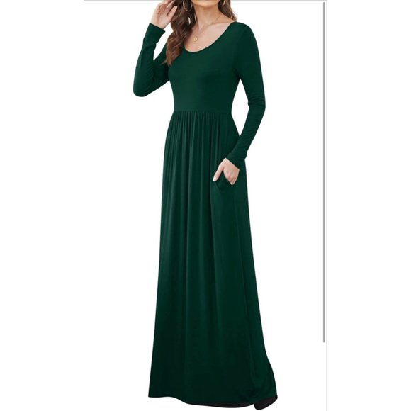 NEW Green Long Sleeve Empire Waist Maxi Dress - Picture 5 of 6